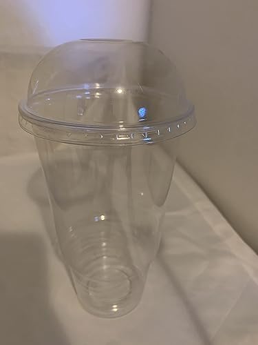Miniatura 7 de 100 juegos de vasos de plástico ultra transparentes de 32 onzas con tapas de cúpula para bebidas frías como café helado, té de burbujas, cócteles