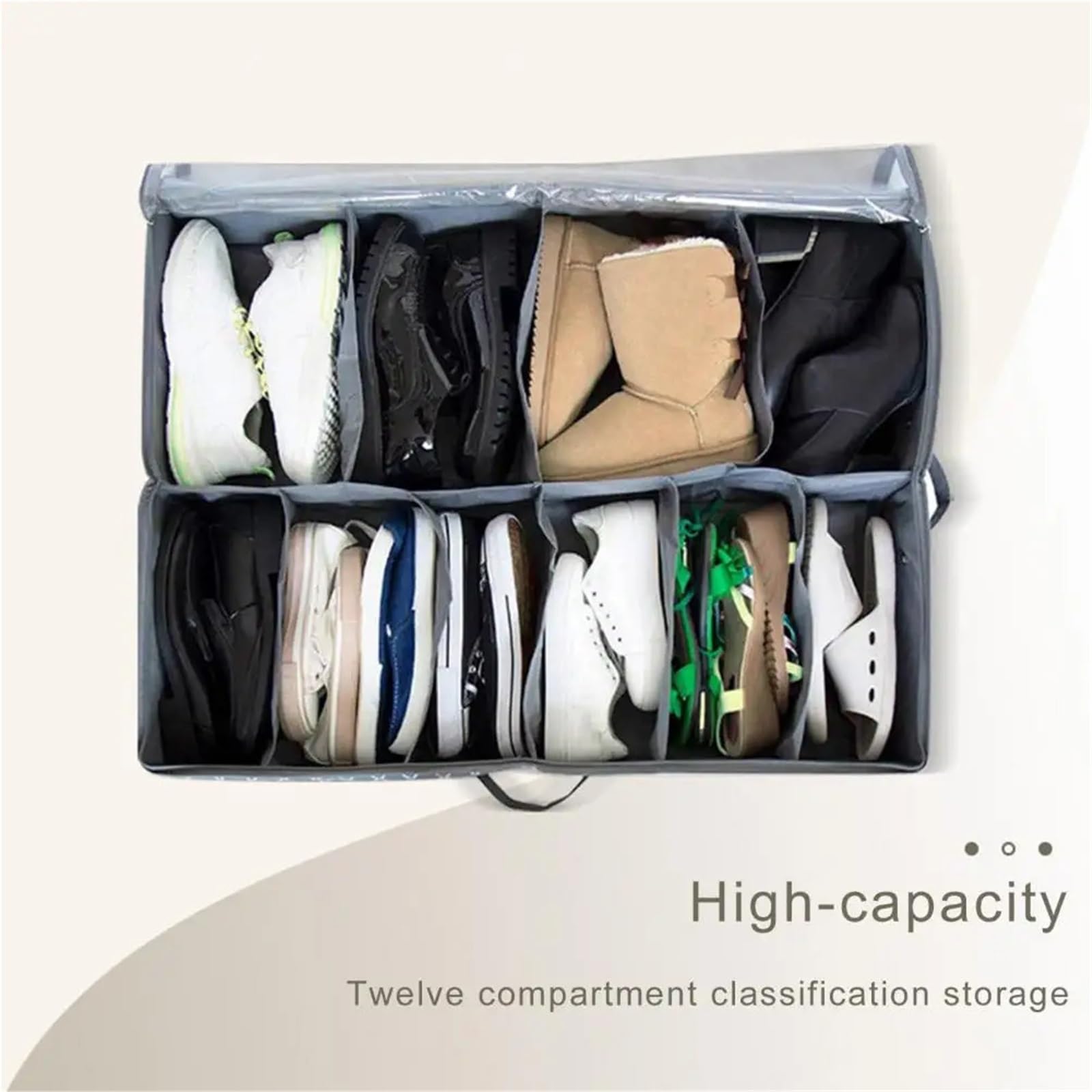 Organizzatore Di Scarpe Sotto Il Letto Shoe Box Shoe Storage Box Shoes Storage Bag With Handles Collapsible Shoe Boot Container Organizer With For Easy Per Risparmiare Spazio(Dark gray)