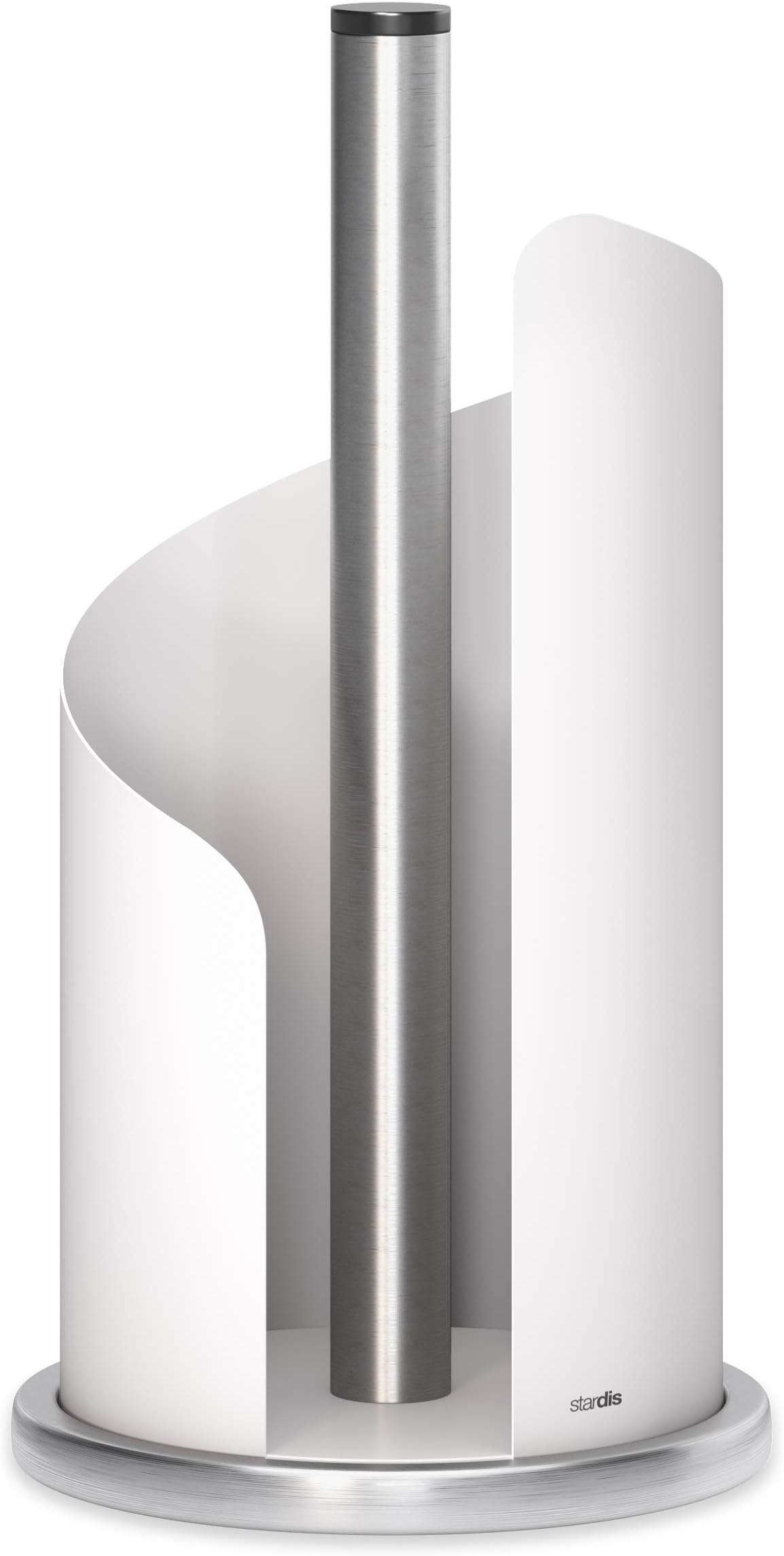 Kitchen Roll Holder Stainless Steel Matt Coated Diameter 15 cm Roll Holder White
