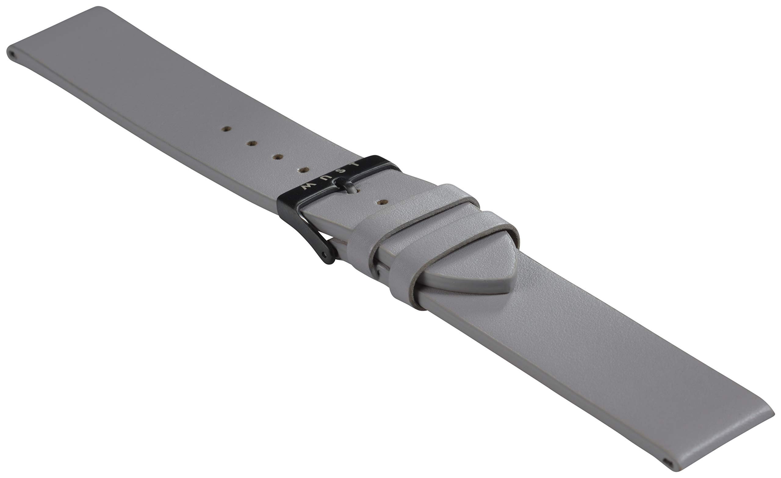 MAST MILANOMen's Leather Strap 20 mm with Black Buckle grey