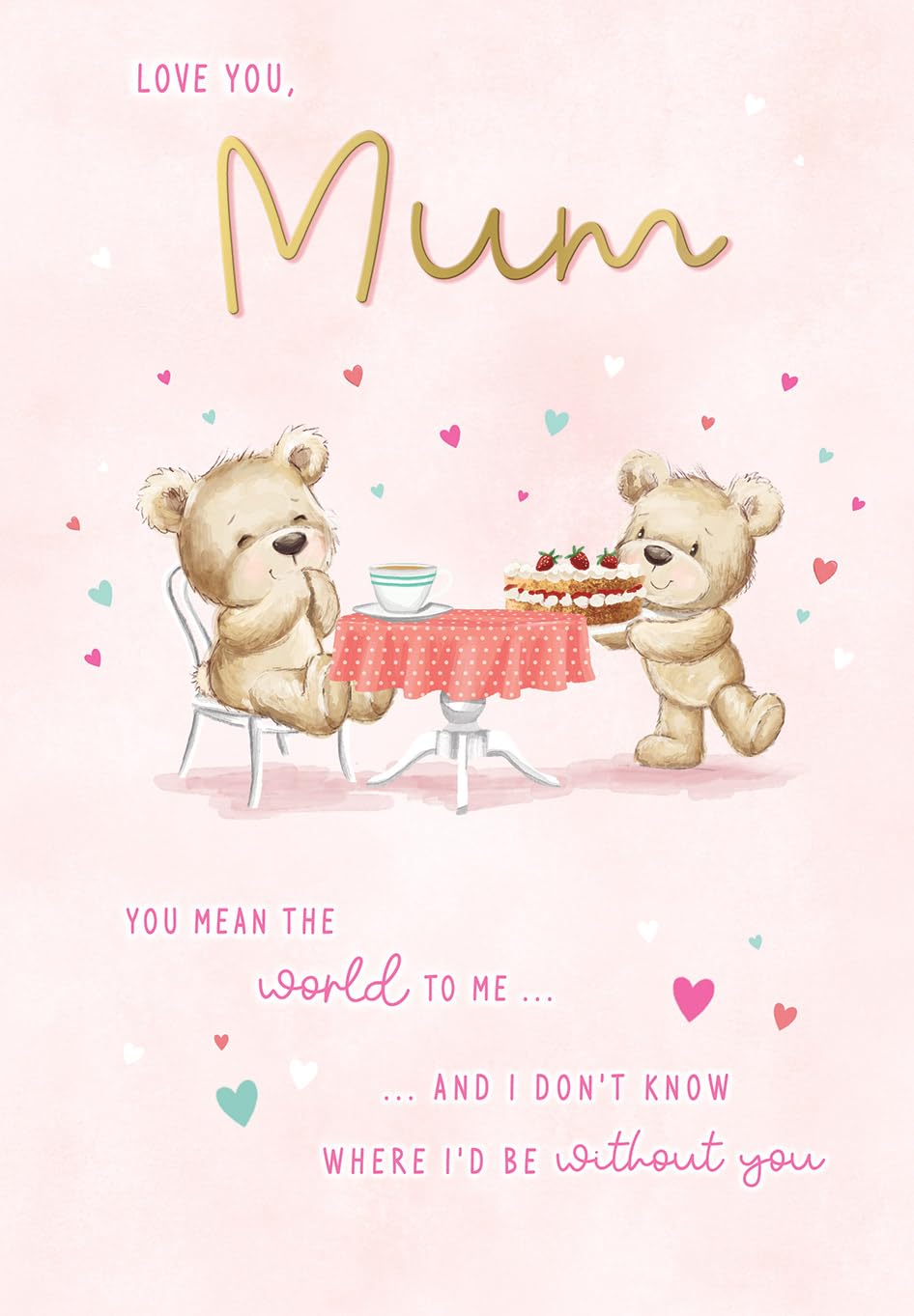 Piccadilly Greetings Mother's Day Card, Love You Mum - 9 x 6 inches