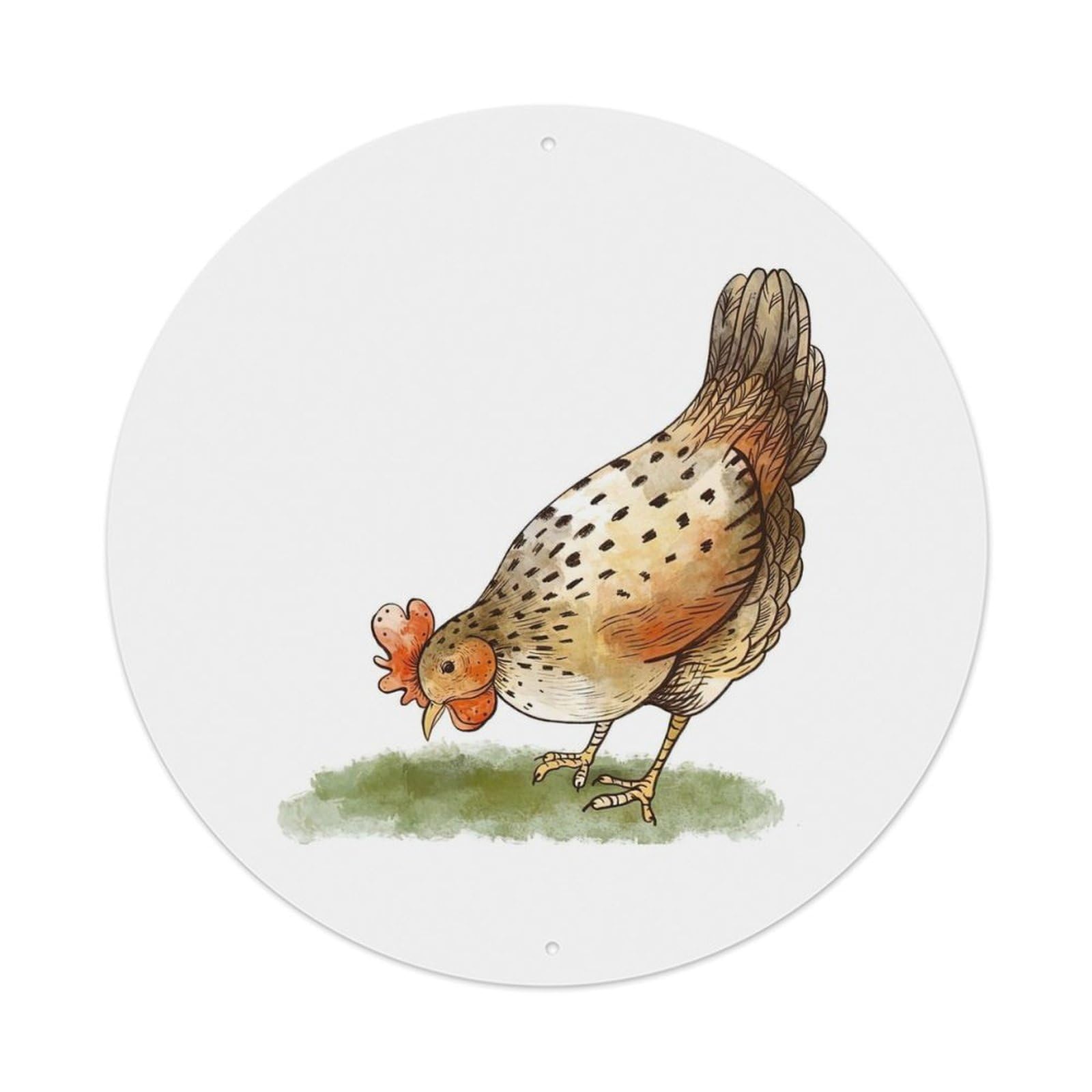 Animal Artwork Rooster Eating Grass Vintage Metal Tin Sign Plaque Wall Decor for Cafe, Club Bar, Office, Garden Metal Poster 8x8Inch