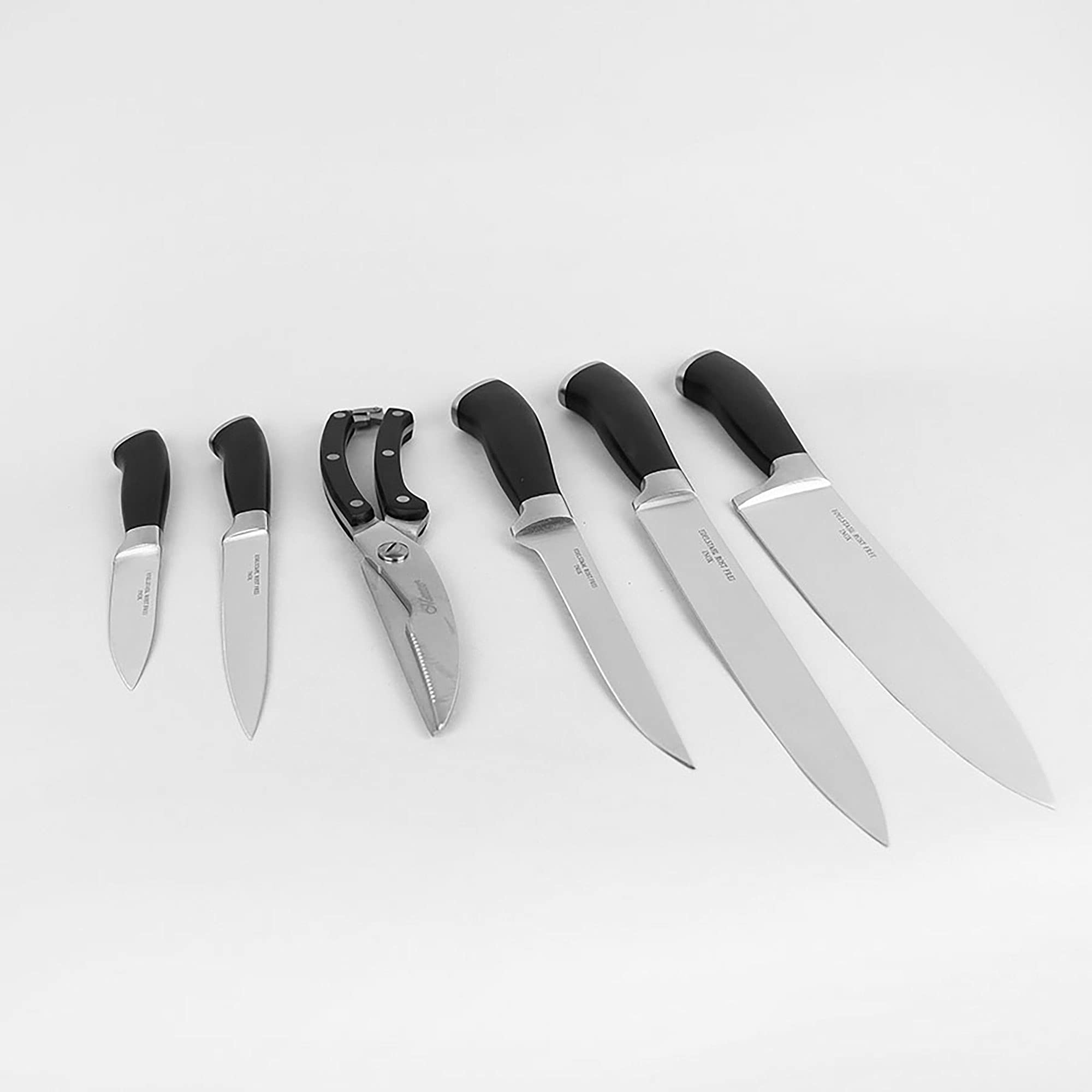 Maestro MR-1411 Blocco Coltelli In Legno 7 Pezzi - Set Con 5 Coltelli In Acciaio Inox E Tagliere