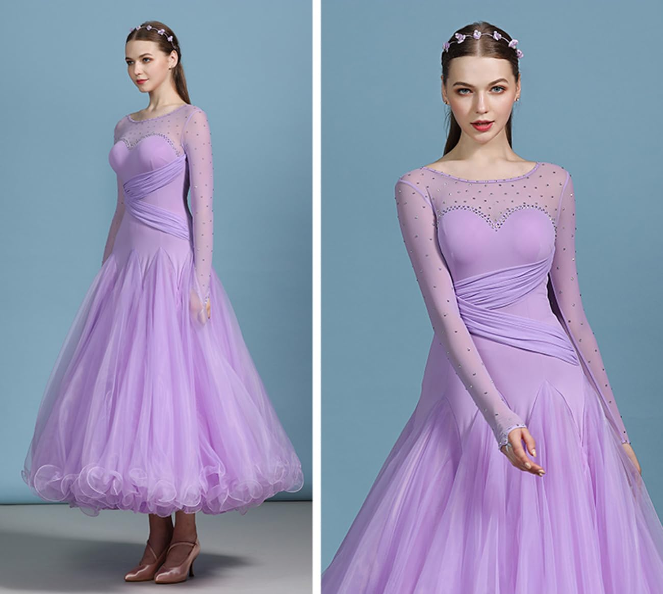EFLALYHG Abito da Ballo Moderno da Donna Professionale Tango Valzer Ballo da Sala Abiti da Competizione per spettacoli di Danza Standard Nazionali