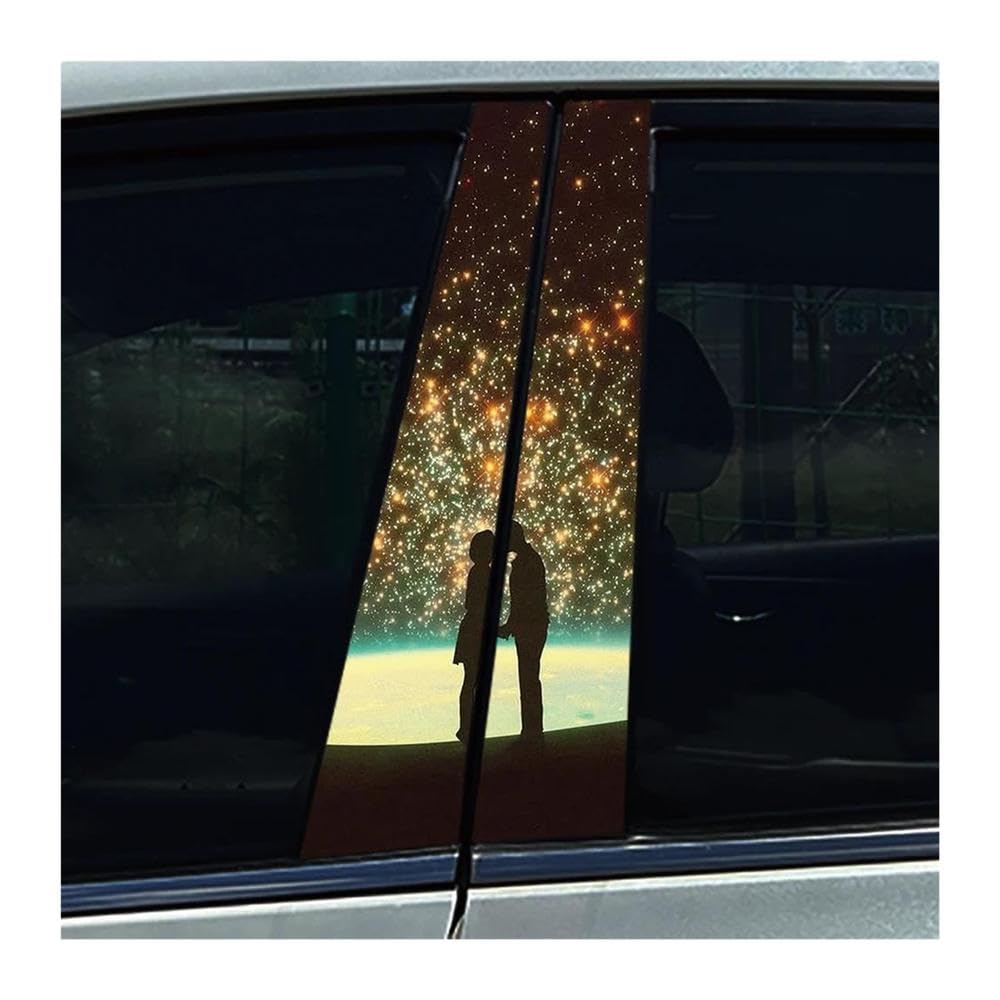 Body Parts 2PCS Car Center Column Waterproof Decals The Heavens Couple Auto B-Pillar Stickers(D)