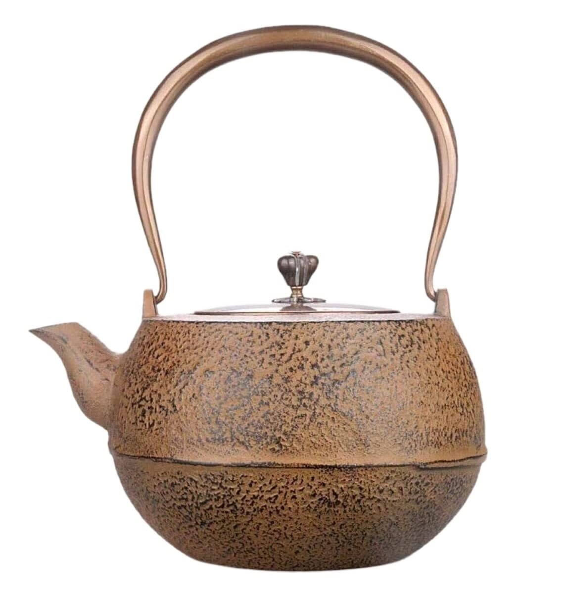 Theiere Fonte Théière Japonaise Théière En Fonte De 42 Oz/1.25L Théières En Fer Faites À La Main Pot En Cuivre Bouilloire Non Revêtue Théière À Épaule Plate Théière De Cuisson Théière en Fonte Theiere