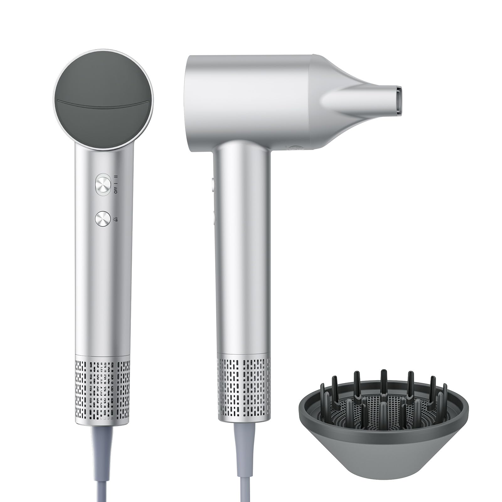 Healthkeep Föhn Negativen Ionen mit 2 diffusor, Haartrockner 200-Million-Ionen leise Fön(<78 dB) 1600W von 10.000 U/min Hochgeschwindigkeits Luftkanal, Haar Hair-Dryer Schnelltrocknende,Legierung