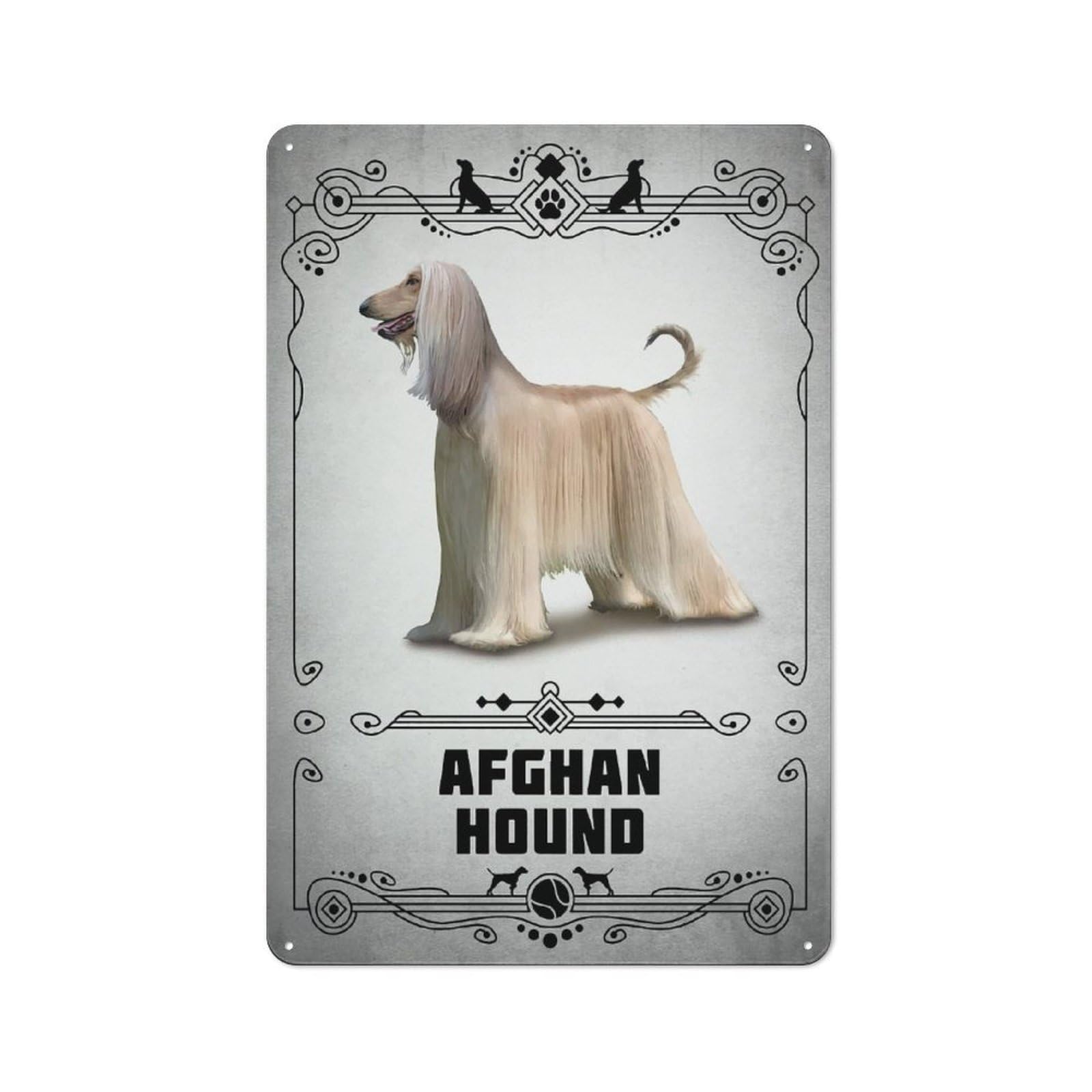 Junmoney Style-8 Retro-Style Metal Sign 30X20cm Featuring Afghan Hound For Garage Wall, For Vintage Wall Decor Fans, For Metal Sign Collectors