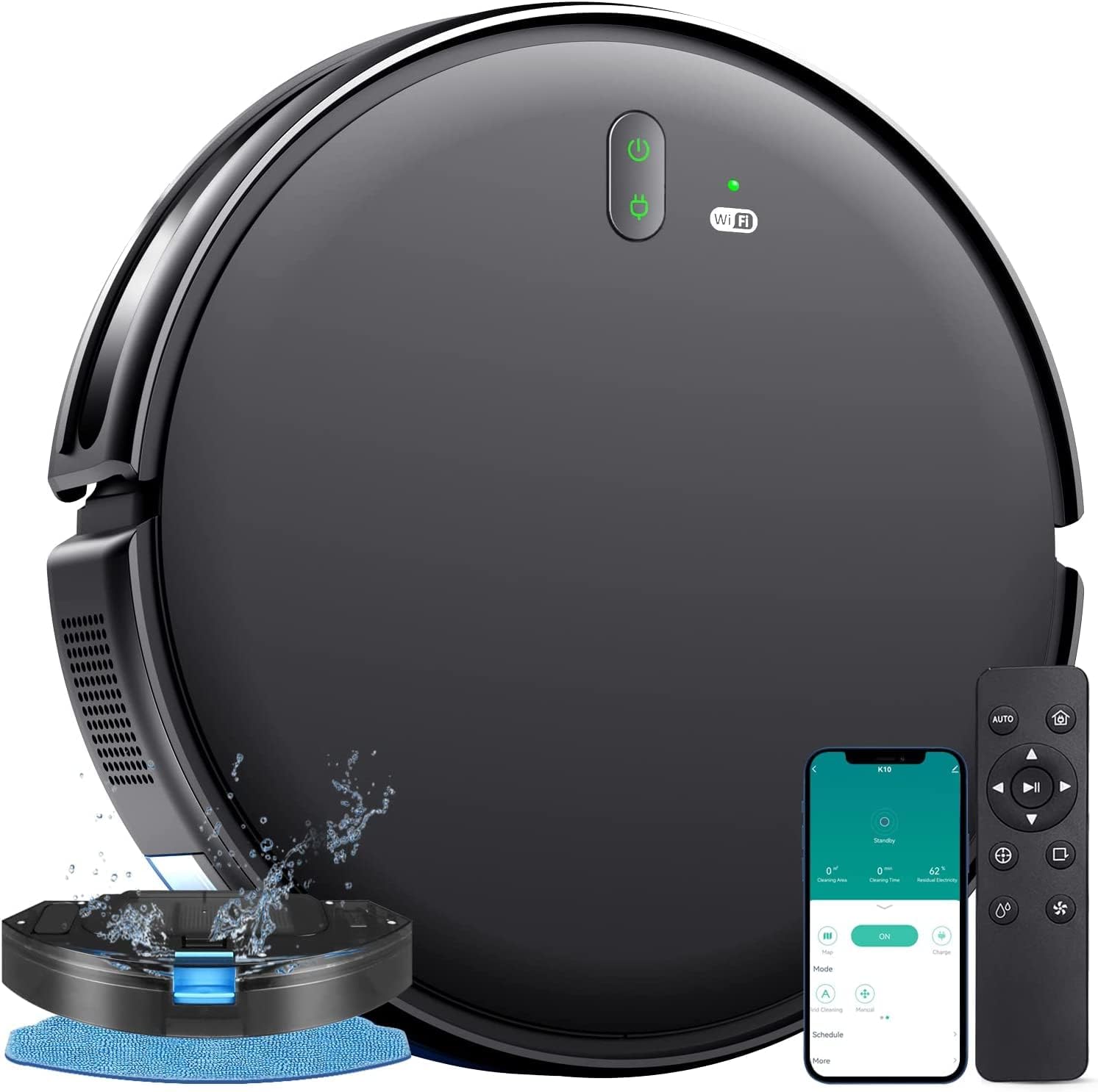 XIEBro Robot Vacuum and Mop Combo, 2 in 1 Mopping Robotic Vacuum Cleaner with 2000Pa Max Suction, WiFi/App/Alexa, Schedule Settings, Self-Charging, Slim, Tangle-Free, Ideal for Pet Hair and Carpet