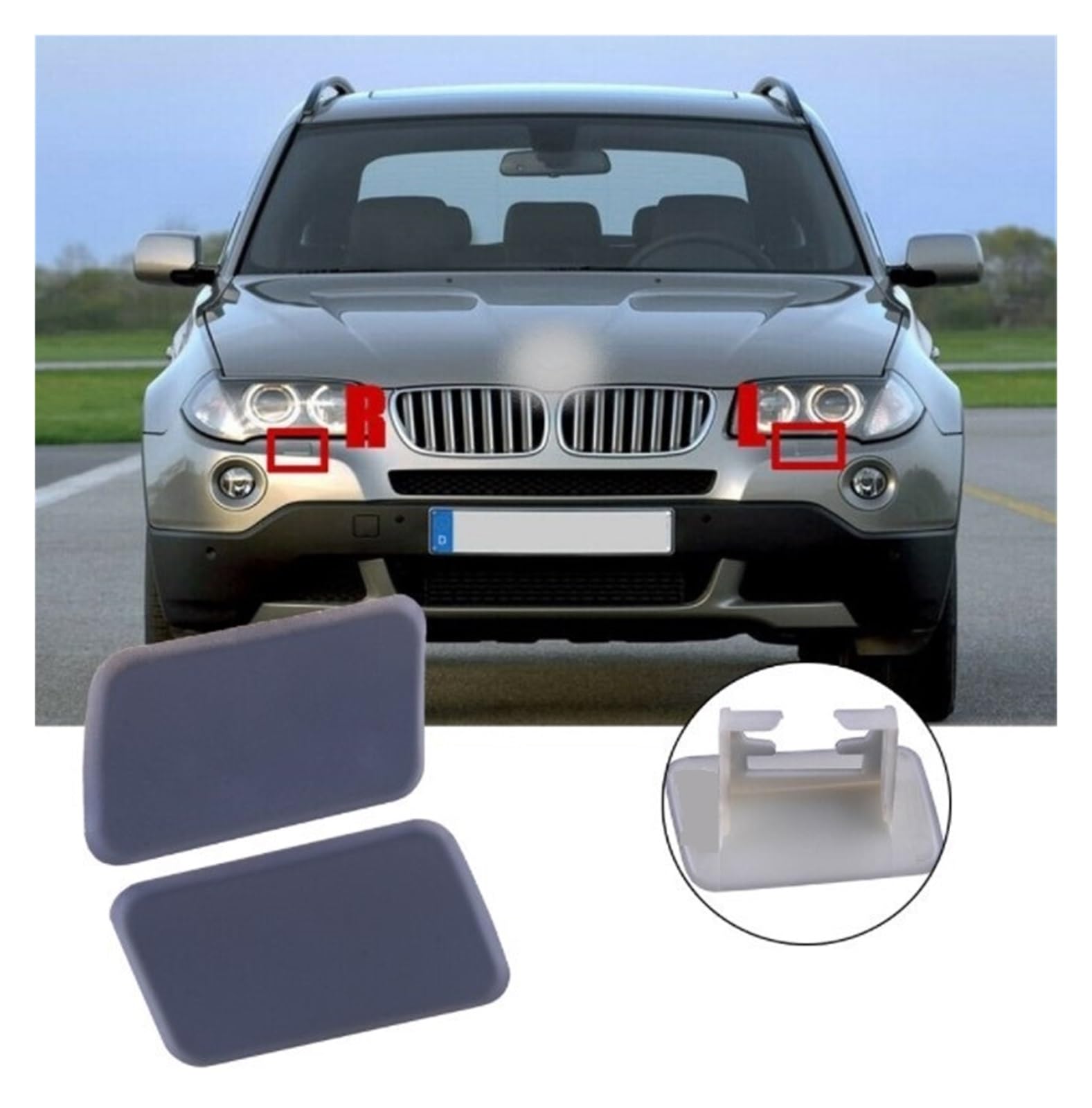 Copri Ugello Lavafari Per BMW X3 E83 2004-2010 | Protezione Paraurti Anteriore Nero - Foto 5
