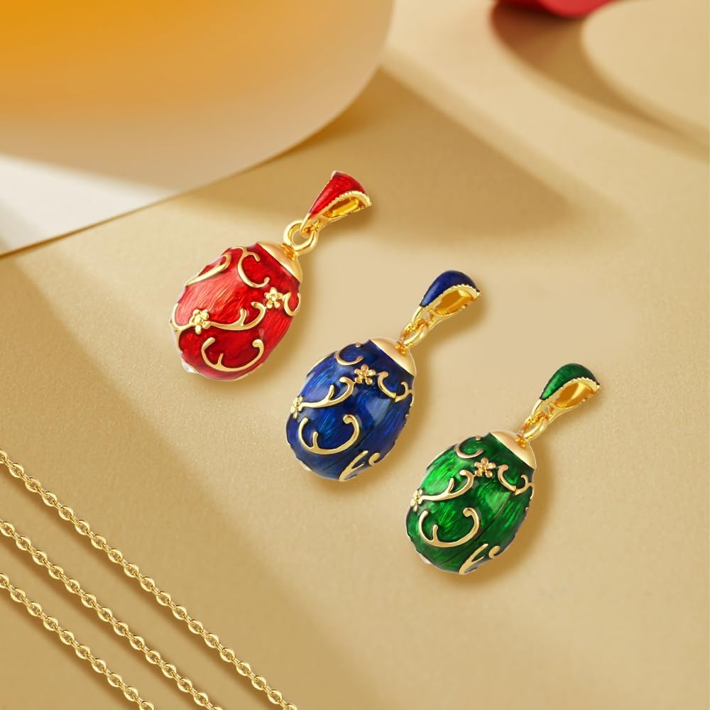 Easter Vintage Enamel Handmade Egg Pendant Necklace 2026 Gift For Women