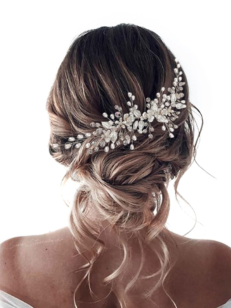 Unicra Diadema de flores de vid para novia y boda, accesorios para el cabello para mujeres y niñas (dorado)