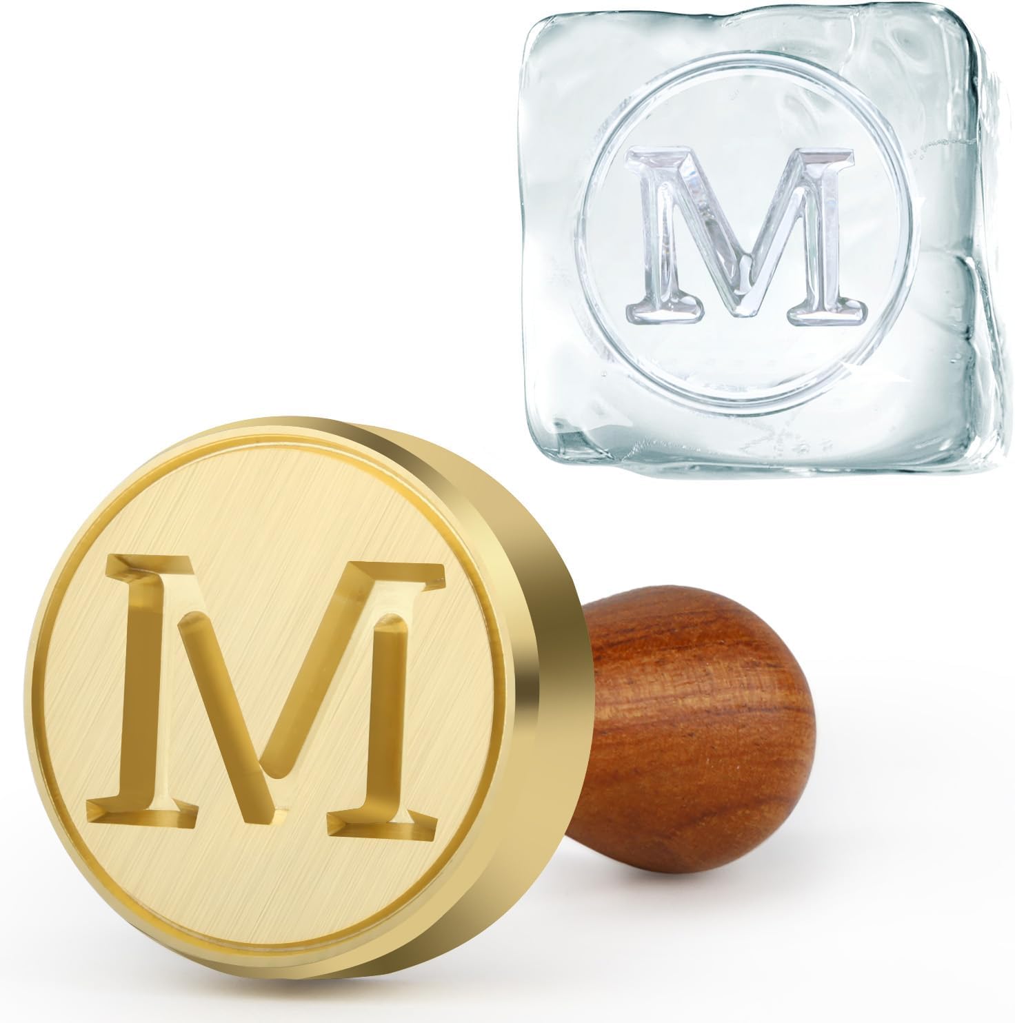 Ice Cube Stamp, M Letter 1.4 Inch 3mm Depth Initial Brass Stamp