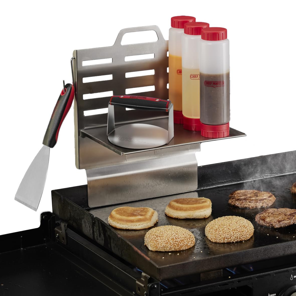 Chef Master Adjustable BBQ Griddle Shelf – Outdoor Organizer & Condiment Holder for Tools, Utensils & Grilling Accessories for Camping, Tailgating & Backyard Cooking 90260 (16.5" x 11.5" 1.5")