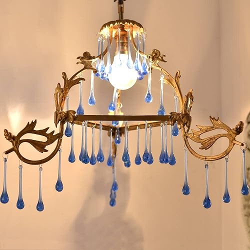 Miniatura 6 de Indian Shelf 20 piezas de candelabro de cristal gota de cristal  Adornos de Navidad  Hilos de cristal de araña azul  Cuentas de lágrima de cristal