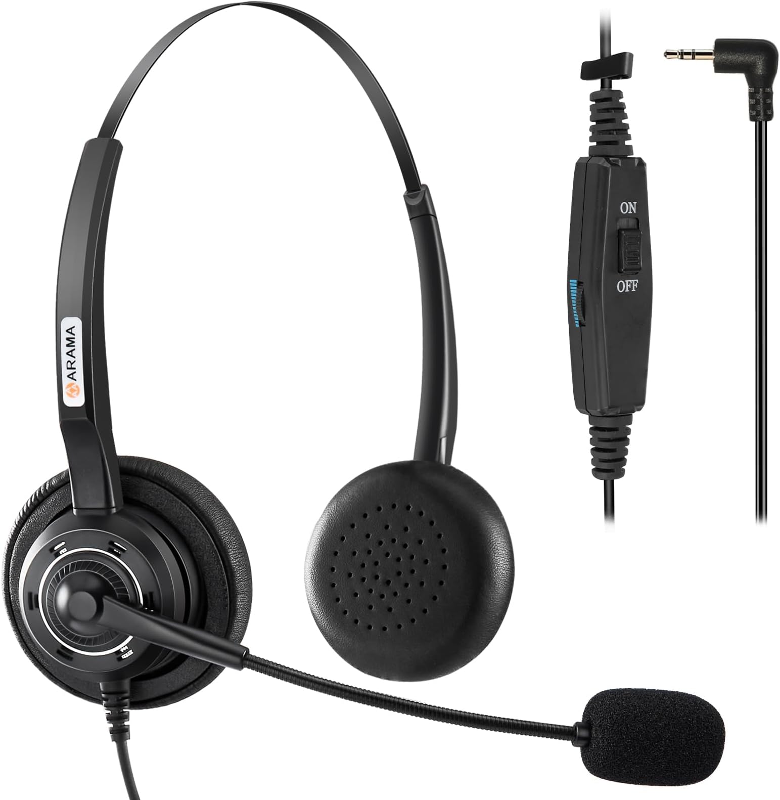 Wantek Wired Telephone Headset Dual Ear with 2.5mm Jack