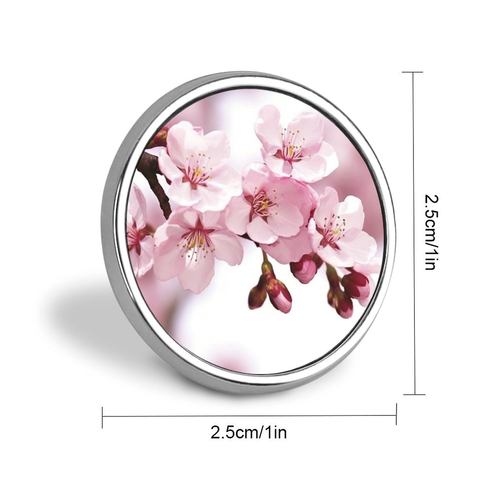 Aluminium Alloy Round Badge Brooch Pins for Men Cherry Blossom Brooches Elegant Pin for Women Fashion Button Badges Brooch Badge for Hats Jackets Shirts