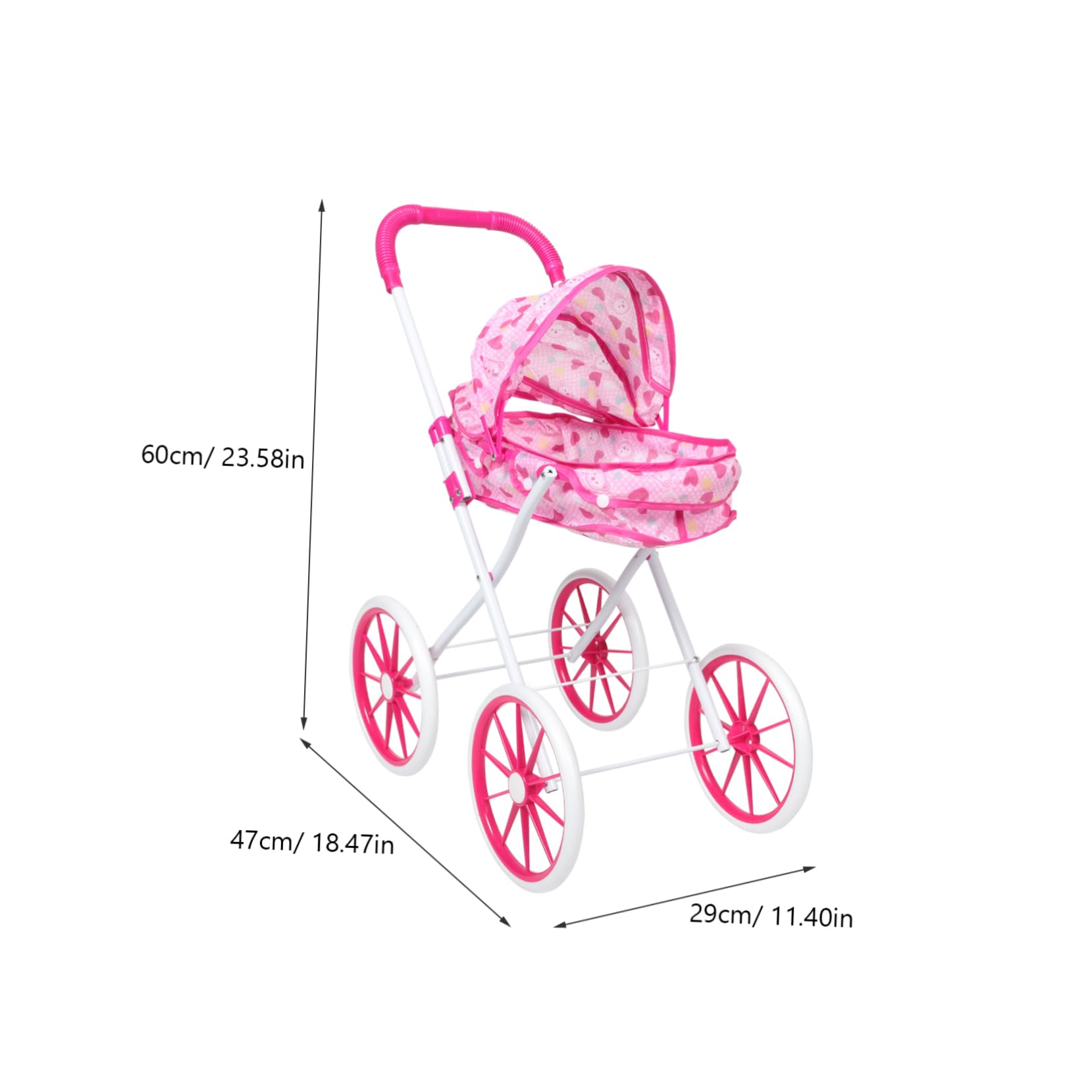 TOYANDONA Passeggino per Bambole Giocattolo Pieghevole Baldacchino Realistico e Ampio Accessori Inclusi Stimola Gioco di Ruolo Interattivo Adatto a Bambine Rosa Panno