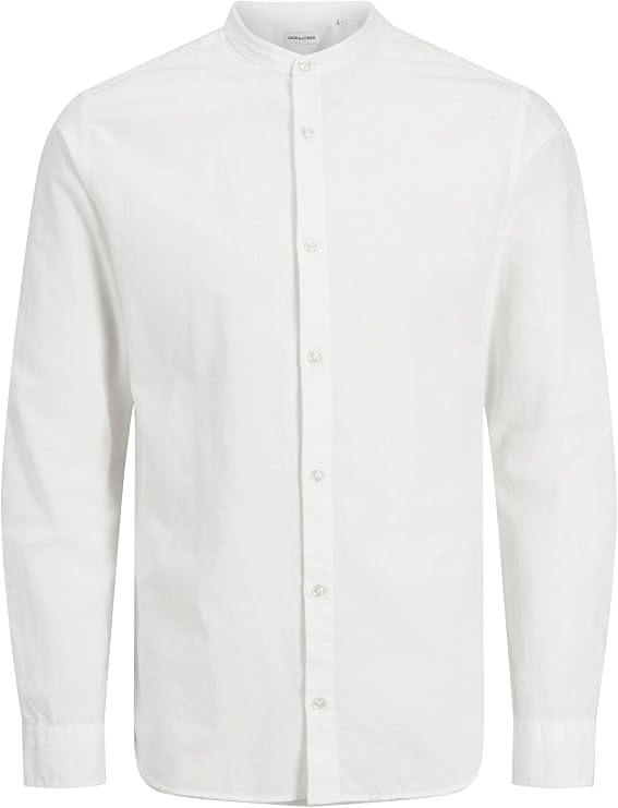 JACK&JONES Plus Camiseta de Manga Larga para Hombre Jjebreeze Band LS Sn Pls, Blanco, 5XL Grande