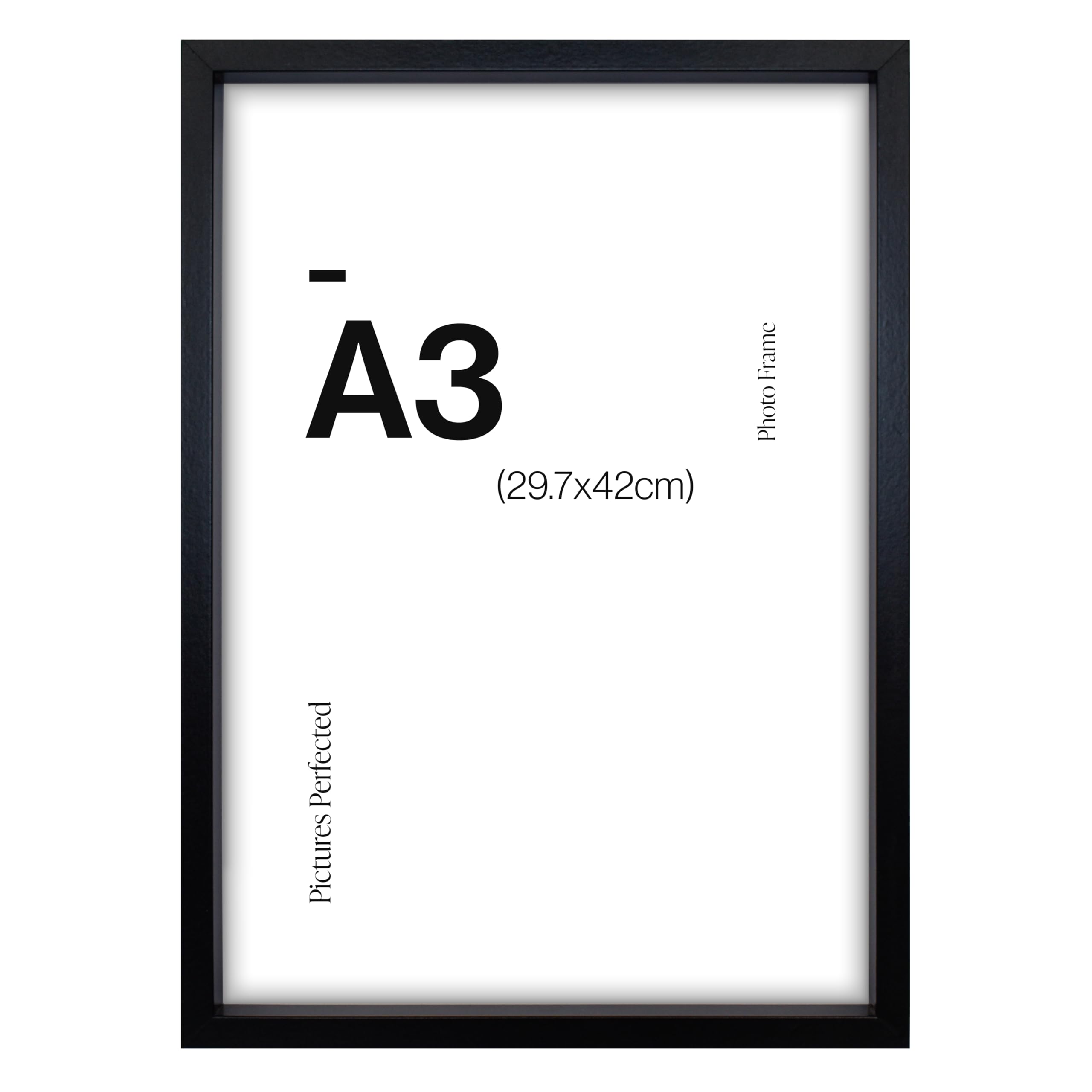 Home Selections Black Deep A3 Photo Frame For A3 (29.7 X 42Cm) Photos Or Pictures, Plexi Glass, Wall Mounted Landscape Or Portrait
