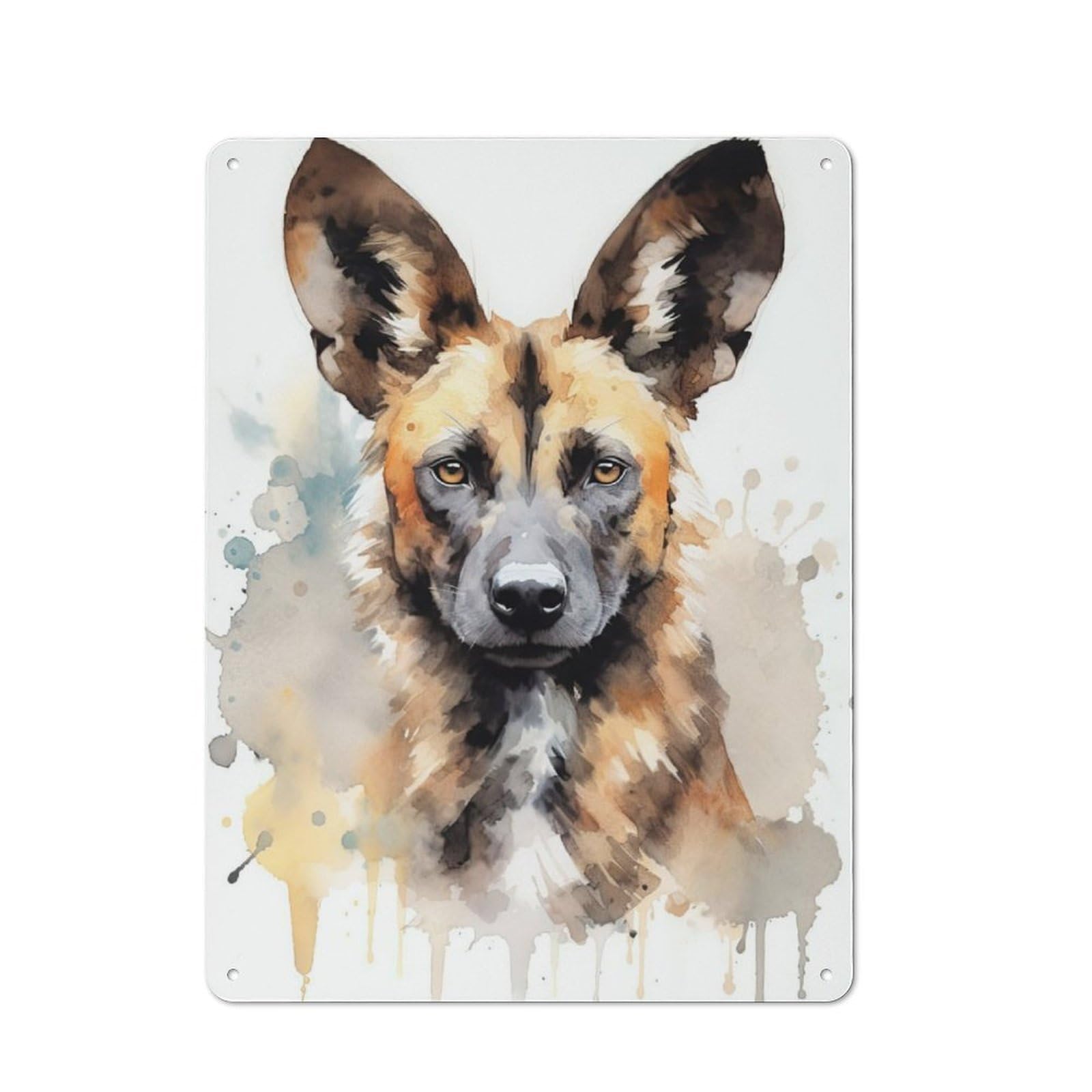 Junmoney Style-8 Tin Wall Plaque 40X30cm With African Wild Dog Art Print For Bar Or Restaurant, Autumn Wall Decor For Hospitality Decor Collectors