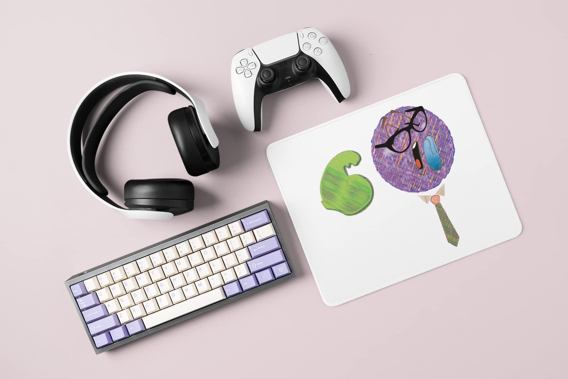 JD TRENDS Strong Man in Violet Emoji- Emoji Theme Printed White Gaming mousepads for Emoji Lovers(20cm x 18cm)