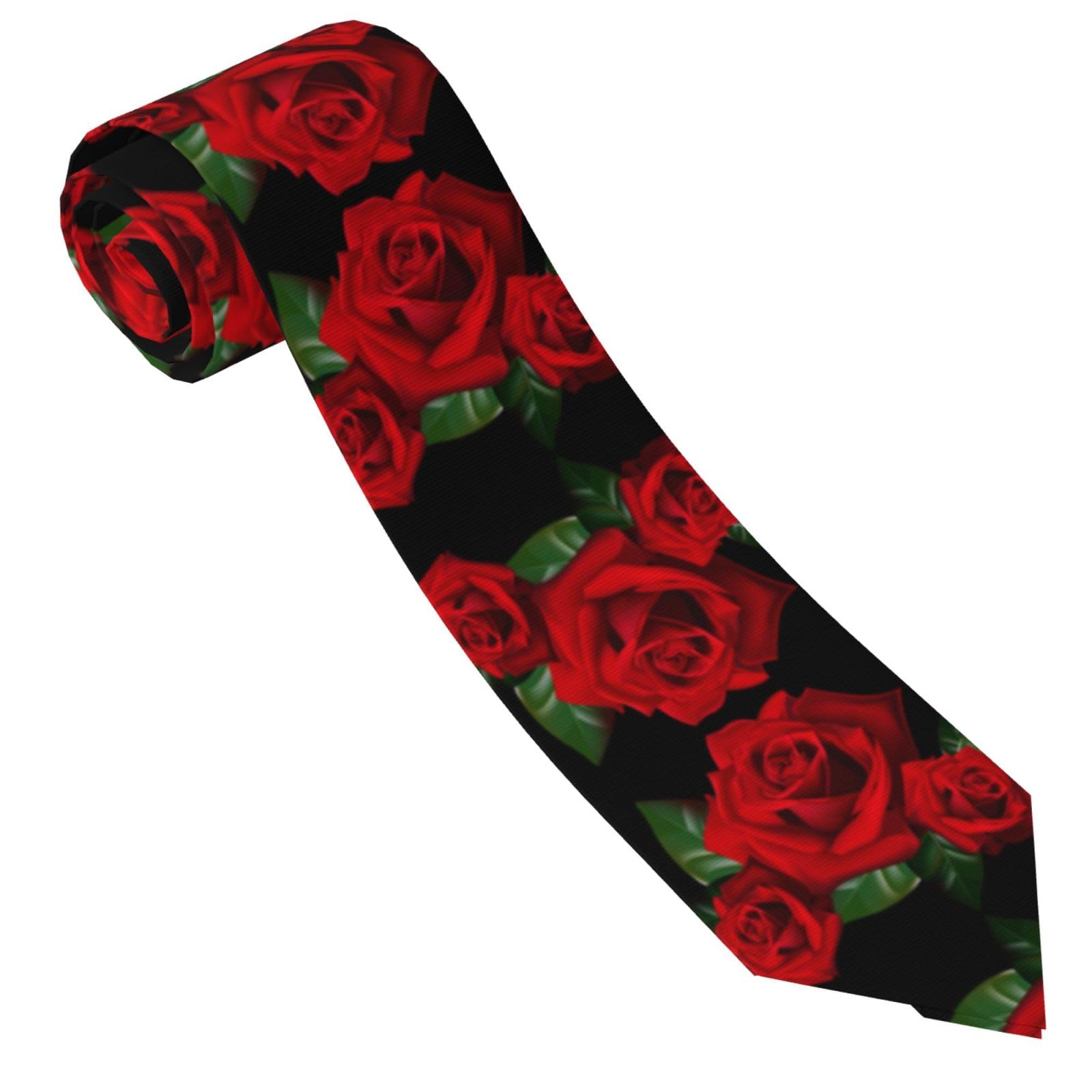 Ezdlowvba Men's Black Gothic Rose Print Necktie Fashionable Necktie Necktie Business,Adjustable Neck Tie For Wedding Party Meeting Outfit