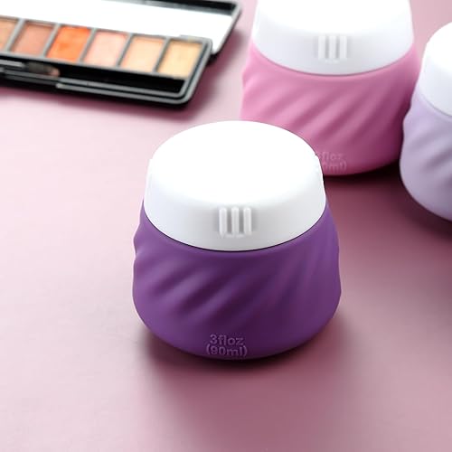 Vista 144 de Gemice Recipientes de viaje para artículos de aseo personal, tarros de crema de silicona aprobados por la TSA, tamaño de viaje con bolsa