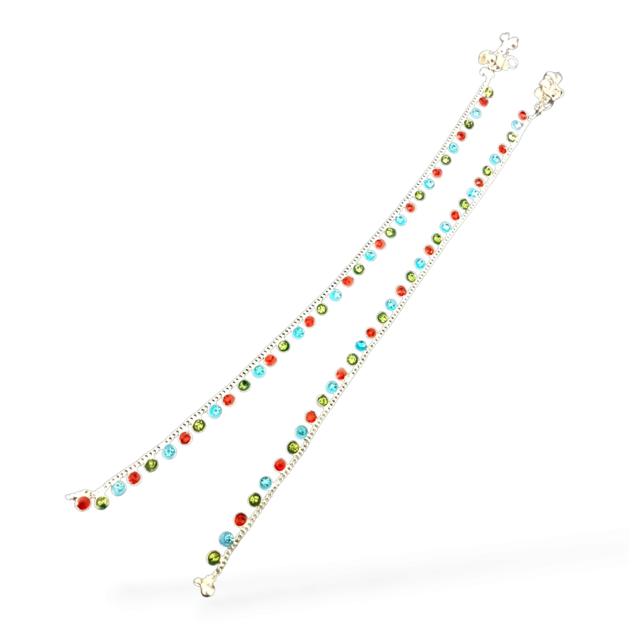 Multi Color Light Weight Simple Ethnic/Traditional/Anklet Pair For Girls Women Stone, Alloy Anklet (Pack of 2)-image-18