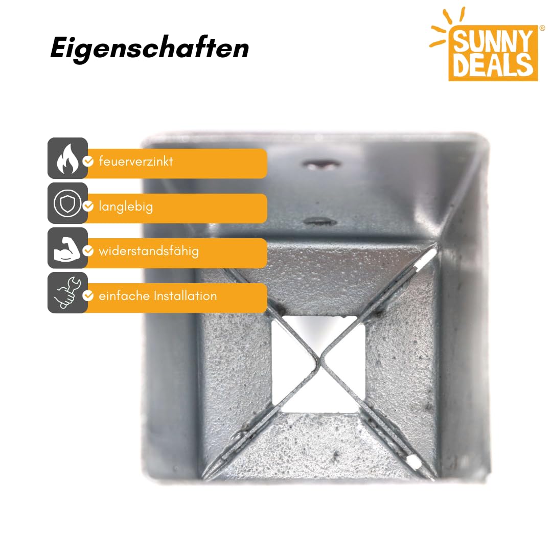 Einschlaghülsen für Pfosten 7x7 cm | 12er Set Bodeneinschlaganker verzinkt | Einschlaghülsen ca. 71x71x750 mm | Bodenanker für Kantholzpfosten ohne Betonieren