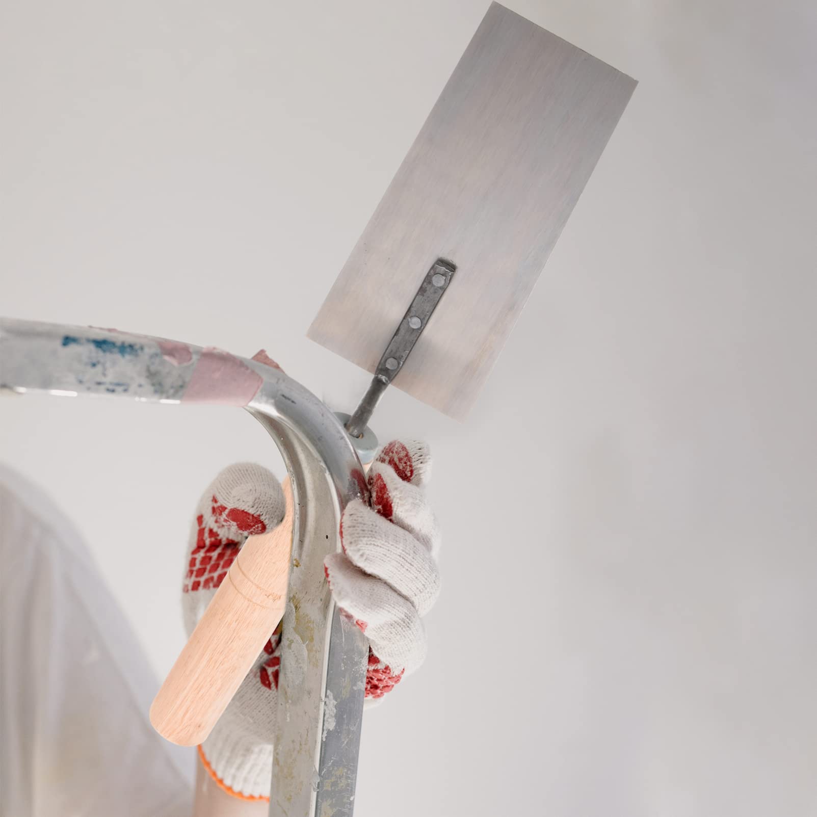 Cazzuola per Finitura in Acciaio Inox 5 Pezzi per Muratura | Impugnatura in Legno, Struttura Ribattuta, per Cemento e Intonaco, Set da 5 Strumenti