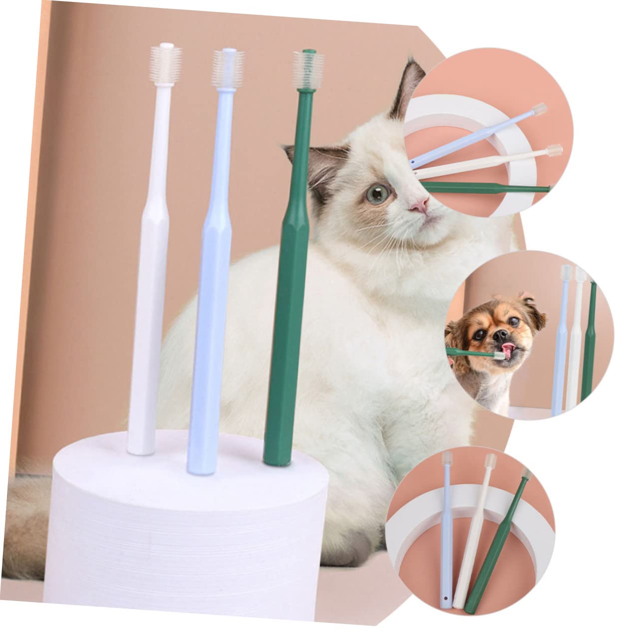minkissy 12piezas Cepillos De Para Cepillo Oral Para y Gatos Limpieza De Encías y Tpe y Plástico Diseño Ergonómico