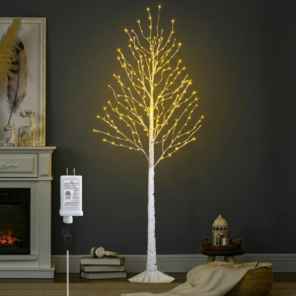 6FT Lighted Birch Tree, 260 LED Plug-in Fairy Tree Light with Timer