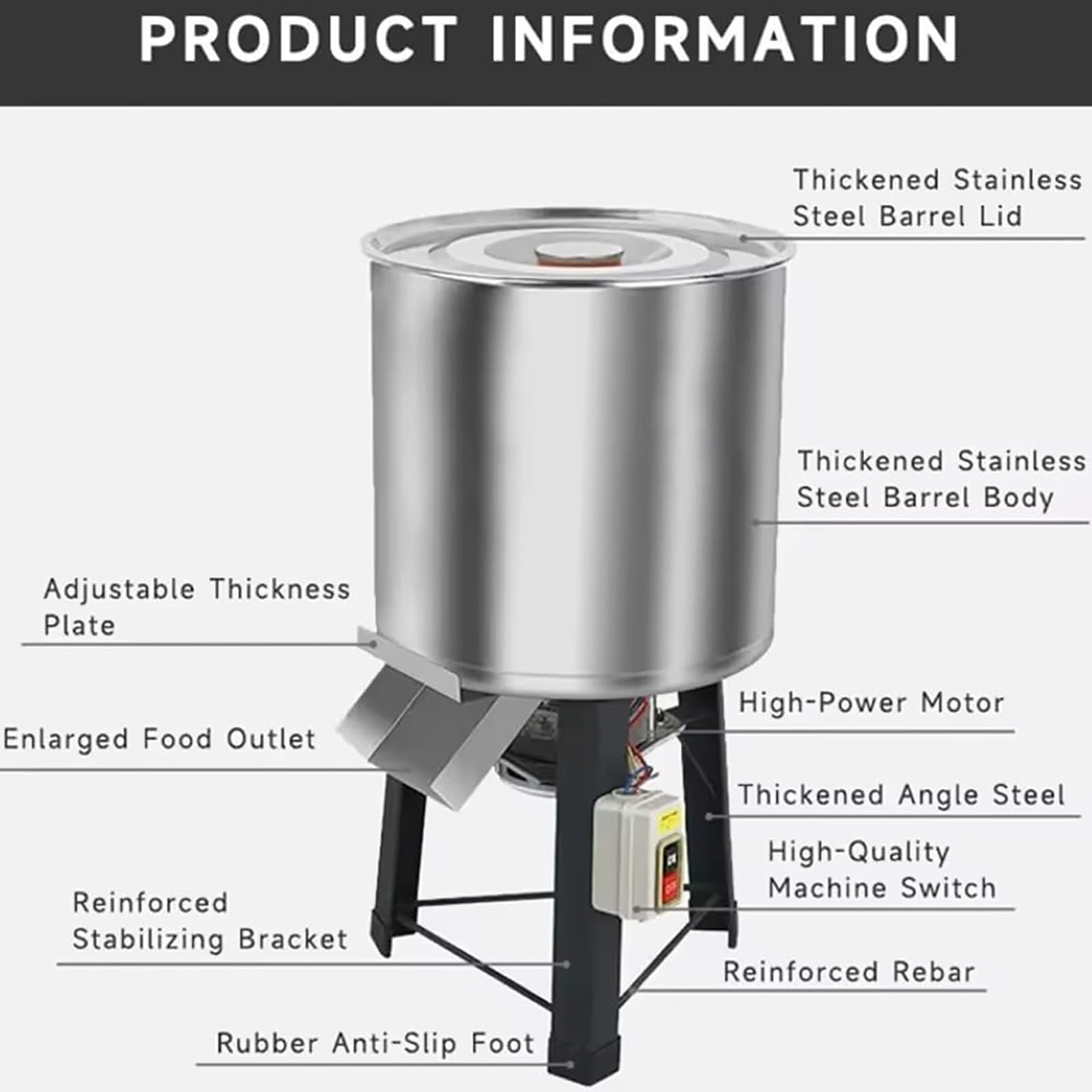 KEhtu Robots Culinaires Et Hachoirs Commerciaux À 4 Lames, Coupe-légumes Robuste en Acier Inoxydable 800 W, Équipement Agricole pour Poulets, Canards Et Porcs