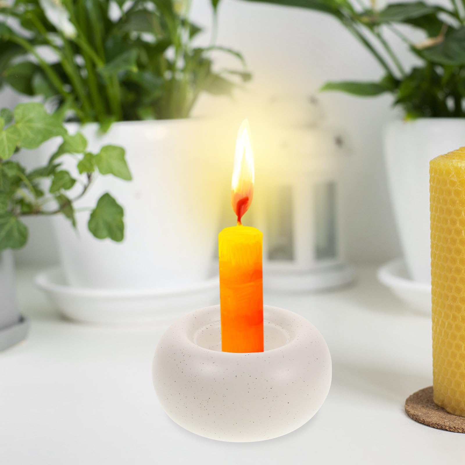 Toyvian 4 Piezas Candelabro de Cerámica Blanco Moderno para Té y Mesa
