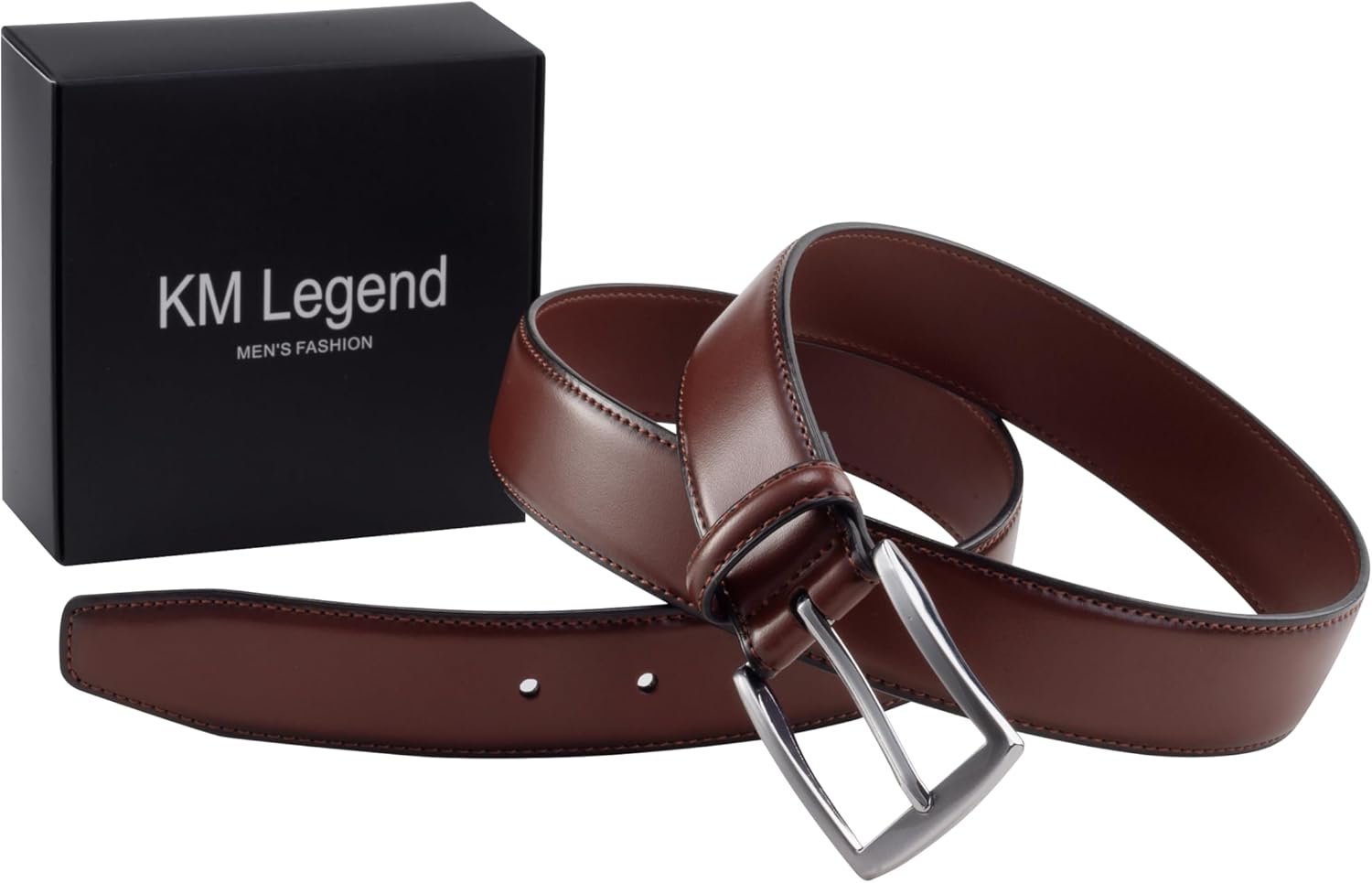 KM Legend Mens Leather Dress Belt for Work Business and Casual - Image 6