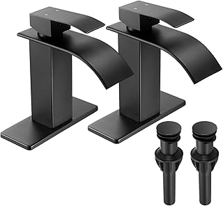 FRANSITON Black Waterfall Bathroom Faucet Lavatory Single Handle 1 or 3 ...