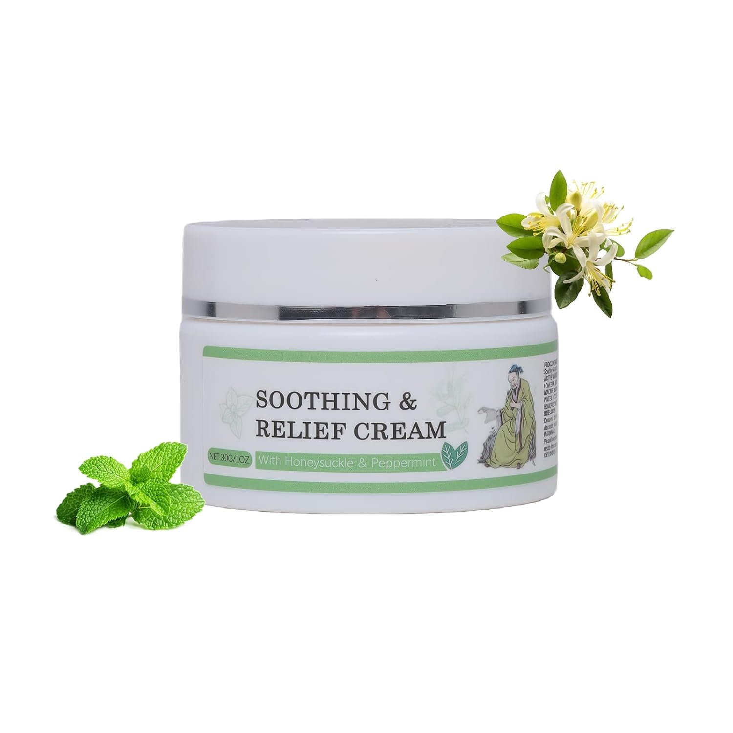 Generic 1-Pack Soothing Relief Cream, Herbal Moisturizer for Sensitive Skin, Hydrating & Refreshing Daily Face and Body Cream, Lightweight Formula for All Skin Types