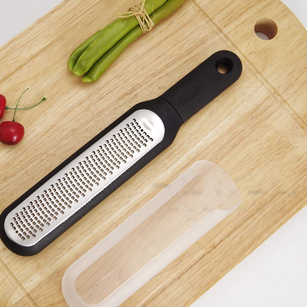 ArinkO Râpe et zesteur Robuste en Acier Inoxydable Noir Essentiel de Cuisine Polyvalent pour Le Fromage, Le Citron, Le Chocolat et Plus Encore avec Une poignée Confortable