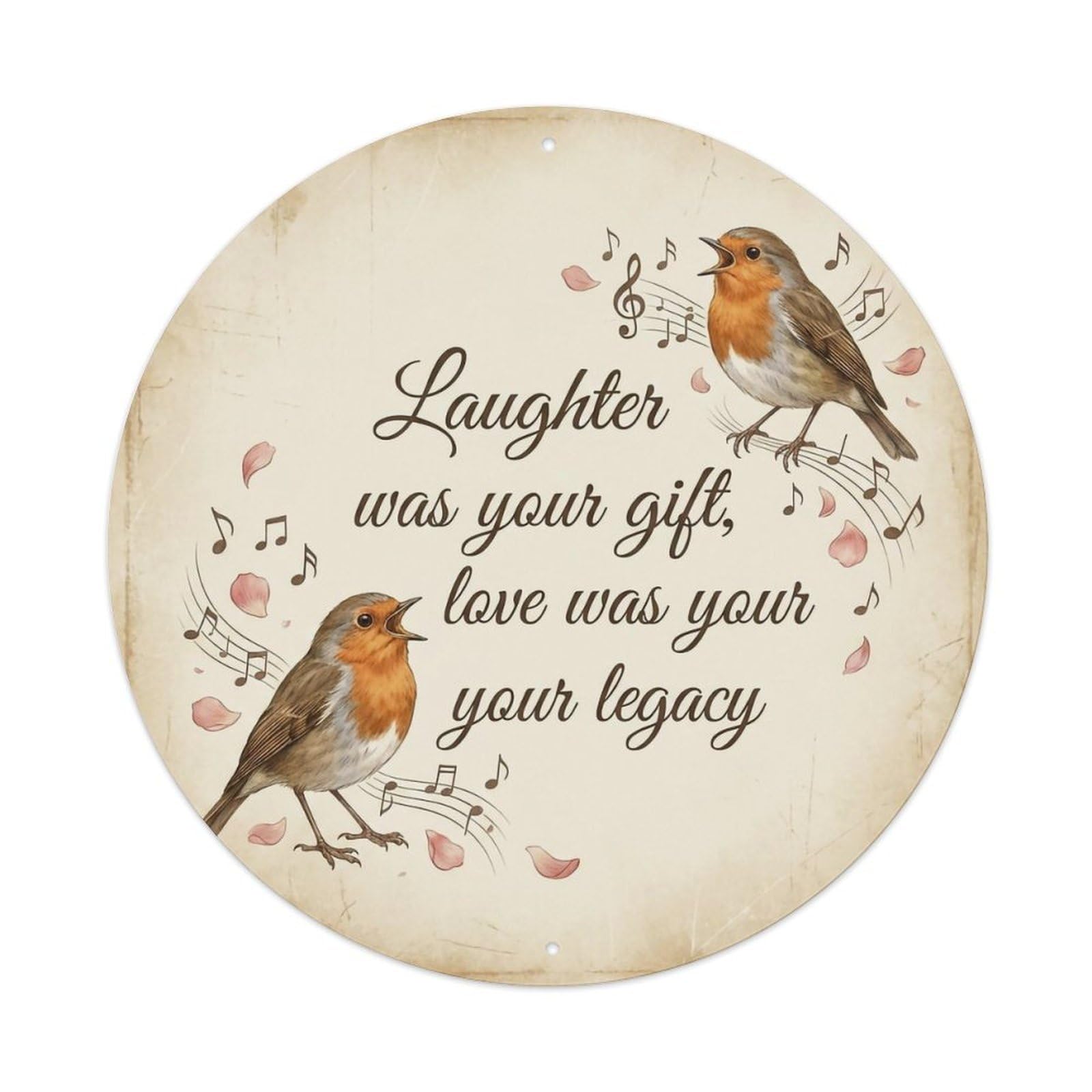 European Robin Garden Sign Heaven Love Laughter Metal Tin Sign