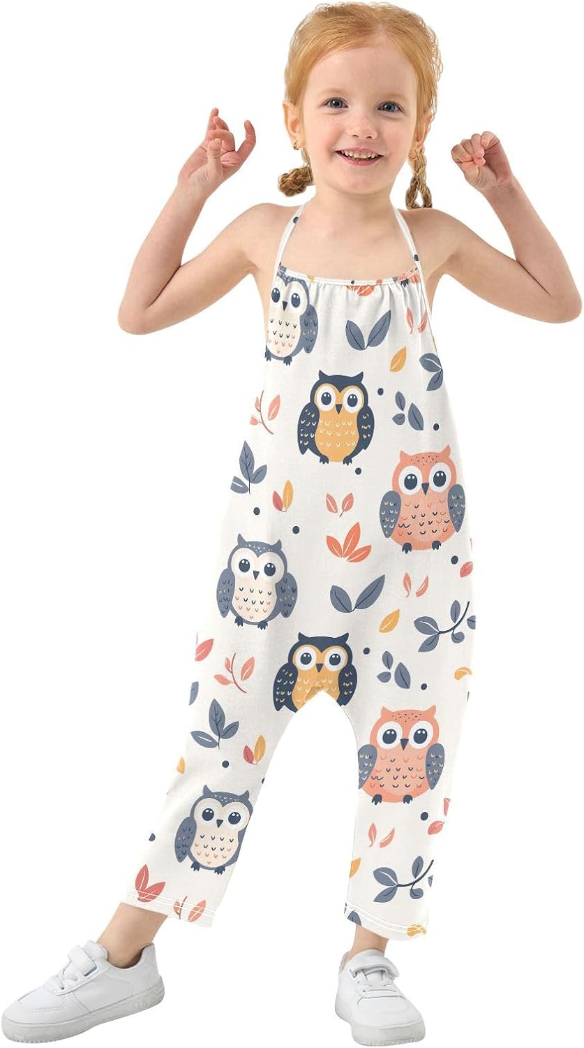 Cartoon Owl Toddler Girl Clothes Sleeveless Romper Jumpsuit for Girls Summer One Piece Romper Pants Size 1-6T