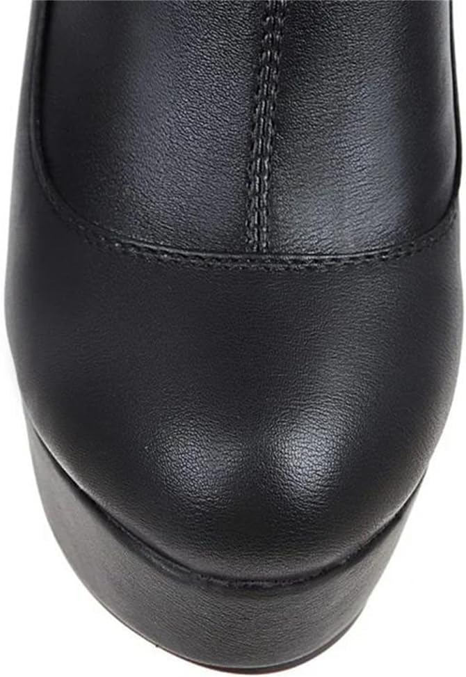 Women's Over-The-Knee Boots Sexy Round Toe With Super High Block Heel And Platform Side Zipper Thigh High Statement Shoes