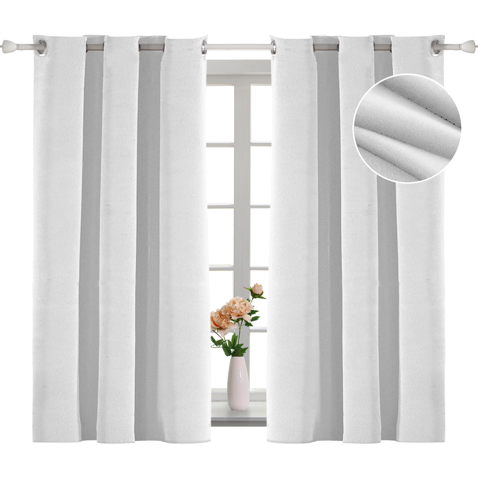 YSTELLAA Cortinas 100% Opacas 2 Piezas, 117×137cm, Terciopelo Cortinas Opacas Termicas, Cortina Termica Aislante Frio Y Calor, Cortinas Dormitorio Opacas, Cortinas Salon Modernas, Beige