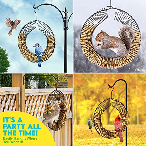 Hanging Peanut Wreath Bird Feeder, 16 Inch, Rust & Uv Resistant, Weatherproof, Solid Steel Durable Black Whole Peanut Wild Bird Feeder With Hanging Hook. #TOP4