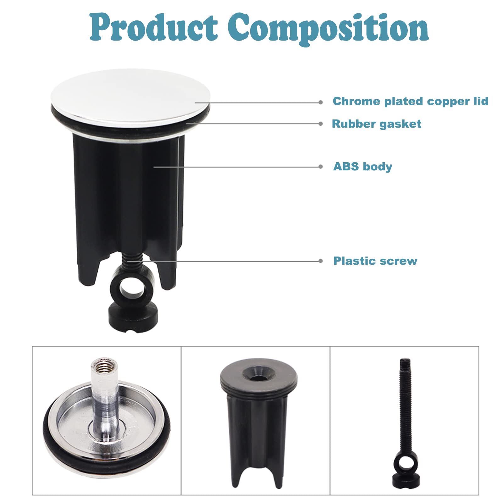 2 Tappi Universali Per Lavandino Da 40mm - Antiodore E Antintasamento Per Tutti I Lavabi