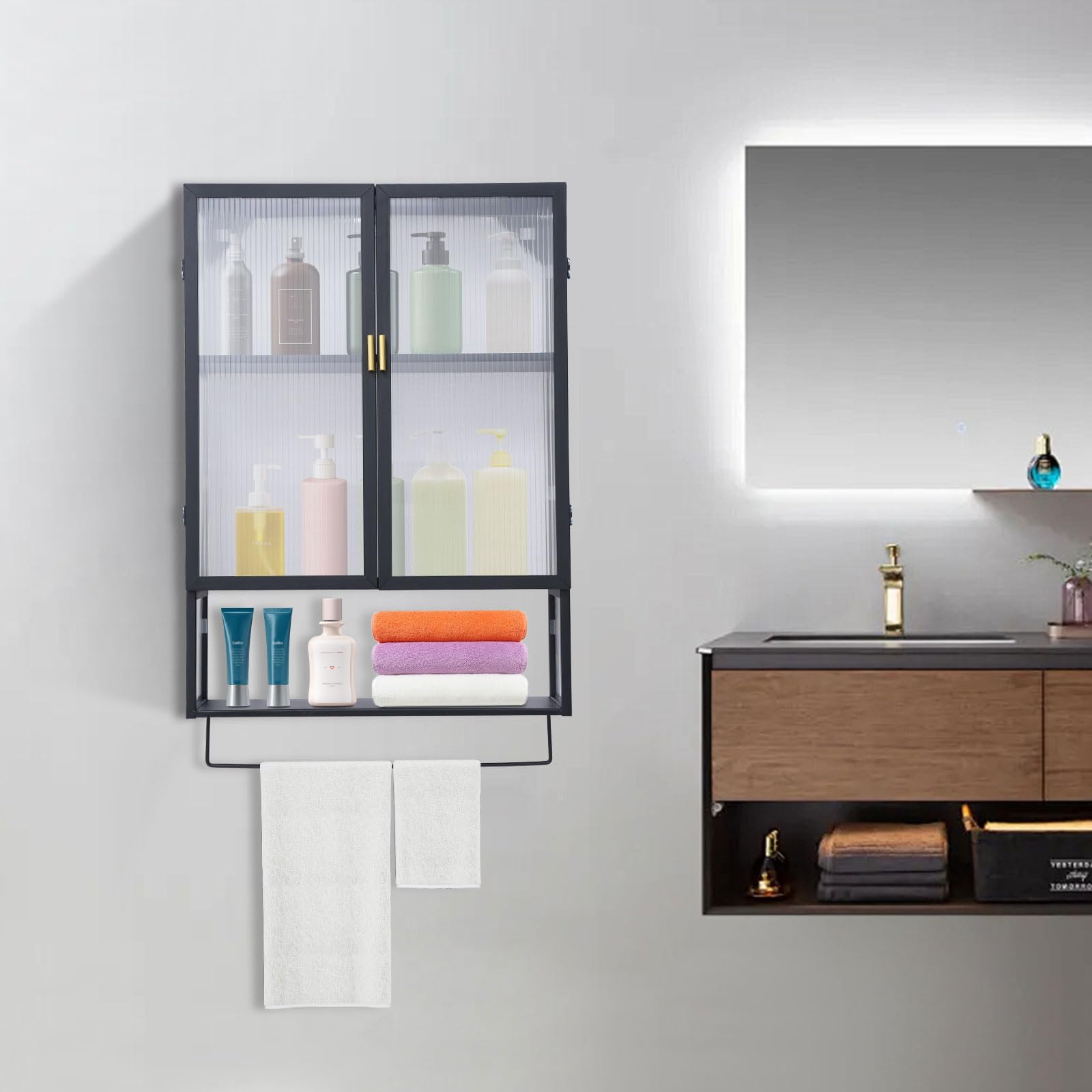 DUTTIETY Wall Cabinet with Door Modern Storage Cabinet Wall Cabinet Coffee Wine Bar Storage Cabinet Metal Medicine Cabinet with Doors for Storage in