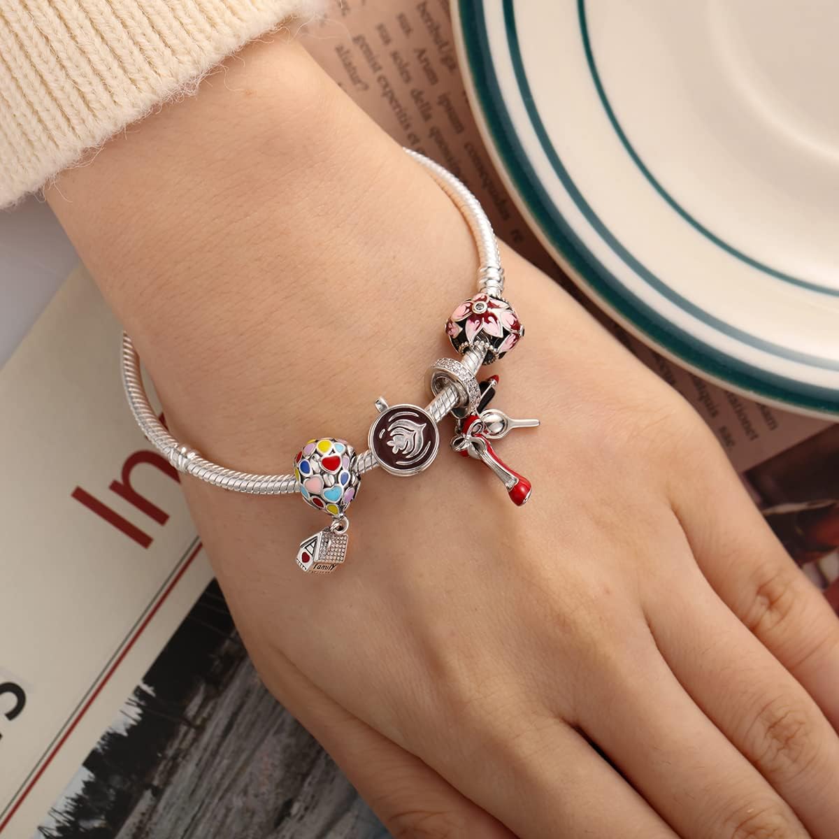 XinYouZhi 925 Sterling Silver Charms for Pandora Bracelets and Necklaces Princess Dress Heart Bear Beads Dangle Pendants Jewelry Birthday Charms for Women Mothers Day Gift - Image 2