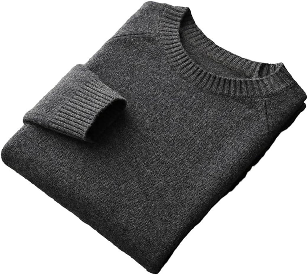 Men's Knitted Tops 100% Merino Wool O-Neck Pullover Sweater Thick Long Sleeve Soft Comfortable Basic Jumper for Daily Wear