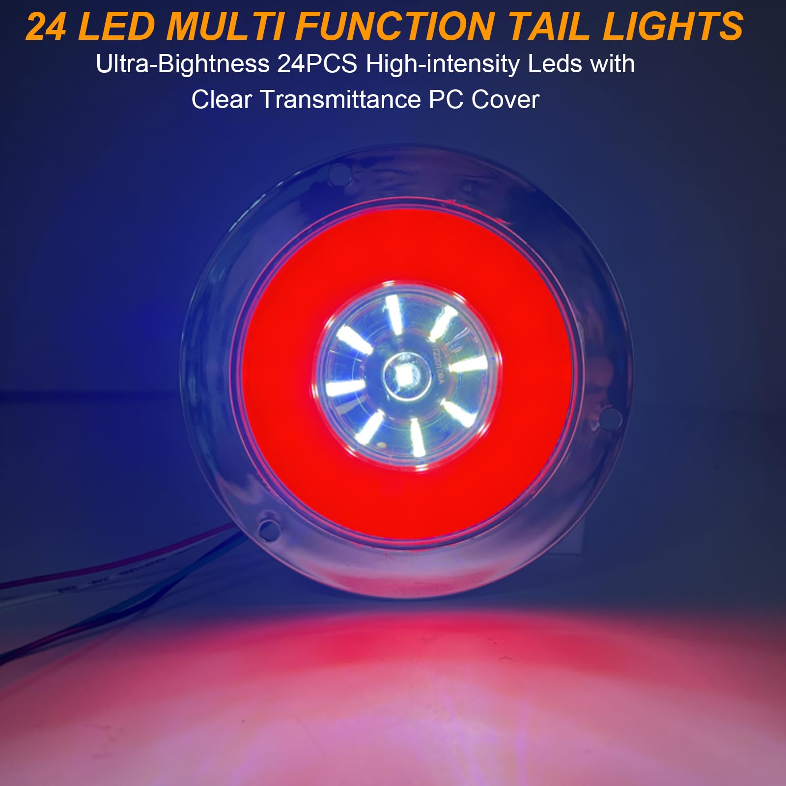 Biqing 4pcs 4" Feux Remorque LED Rond,12V 24V Led Feux Arrière de Remorque Rouge Feux Stop Blanc Feu de Recul Lamp Avec Lunette Chromée Eclairage pour Remorque Camion Van Remorque RV