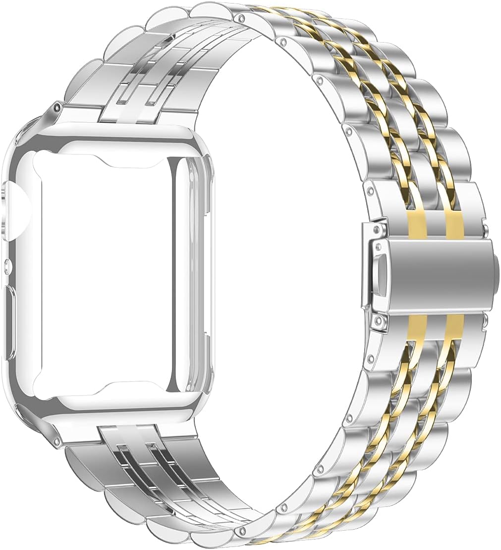 Wolait Compatible with Apple Watch Bands for Men 49mm 46mm 45mm 44mm 42mm 41mm 40mm 38mm,Stainless Steel Metal iWatch Bands with Screen Protector Case for Apple Watch Series11-1SE3/2/1,Ultra 3 2 1 - Image 2